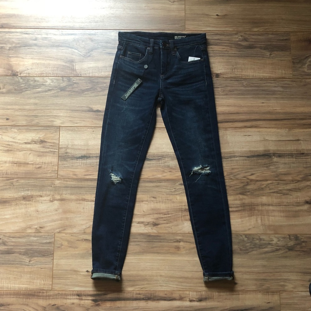 Blank NYC Blue Ripped Mid-Rise Skinny Jeans
